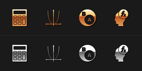 Poster - Set Calculator, Graph, schedule, chart, diagram, Subsets, math, is subset of b and Function mathematical symbol icon. Vector