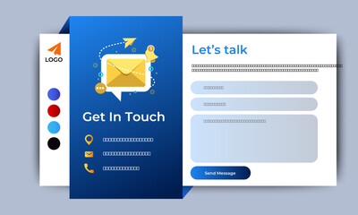 Poster - modern contact form for website page. gradient blue background. vector