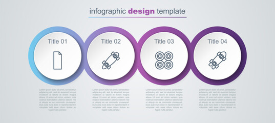 Sticker - Set line Grip tape on a skateboard, Longboard or, Skateboard wheel and . Business infographic template. Vector