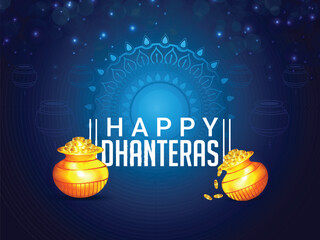 Wall Mural - Realistic vector for happy dhanteras indian festival banner