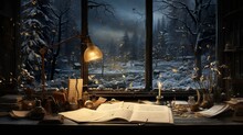 Winter Writer Window Vintage Style