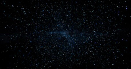 Flight through the universe. Stars and nebulae in the background.