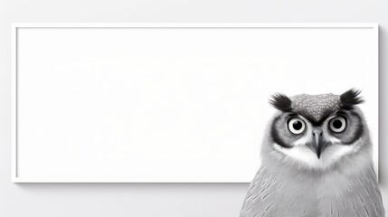  an owl with big eyes and a blank sign behind it.  generative ai