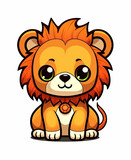 Fototapeta Dinusie - Lion in clip art style with white background