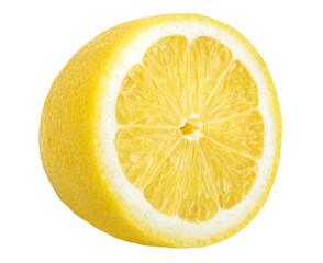 Sticker - Lemon isolated on white or transparent background. Cut slice of citrus fruit