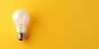 Single white light bulb over yellow background with rays, energy, idea or innovation concept, Generative AI