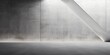 Abstract empty, modern concrete room with indirect lighting from top and diagonal wall - industrial interior background template, Generative AI