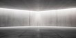 Abstract empty, modern concrete room with indirect lighting on diagonal back wall and rough floor - industrial interior background template, Generative AI