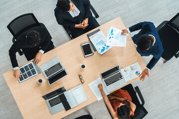 Poster - business people group meeting shot from top view in office . profession businesswomen, businessmen a