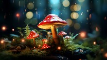 3d Render Of Fly Garrick Mushroom In A Forest