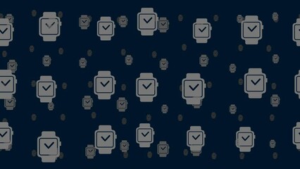 Poster - smart watch symbols float horizontally from left to right. parallax fly effect. floating symbols are