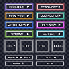 Wall Mural - online shop neon glowing buttons