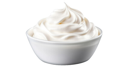 Bowl of sour cream isolated on a transparent background