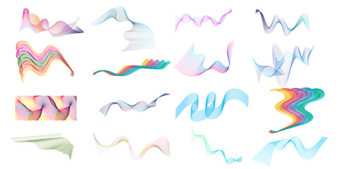 Poster - Abstract set of wavy technology curve lines background. Abstract digital future technology concept frequency sound wave lines background.  web, flyer, card, poster, texture, slide, magazine.