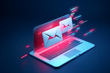 Wall Mural - Laptop with Email Notification Icon