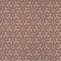 Wall Mural - Seamless geometric floral pattern with stylized pink flowers. Seamless repeating pattern. Great as a texture or background.