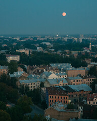 Poster - Blue hour view from the Latvian Academy of Sciences Observation deck, Riga, Latvia