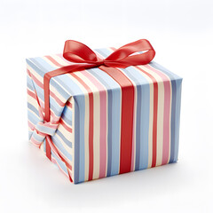 colorful striped gift box with ribbon