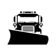 Truck snowplow icon. Snowblower. Black silhouette. Front view. Vector simple flat graphic illustration. Isolated object on a white background. Isolate.