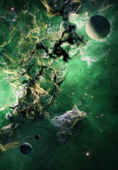 Wall Mural - nebula in outer space, planets and galaxy, 3d animation