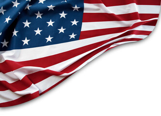 Wall Mural - Closeup of American flag on plain background