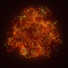 Poster - An intricate weave of thin, bright orange lines creates a fascinating swirling pattern. 3d render digital illustration