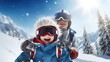 © pvl0707 - joy of a family holiday as kids embrace the snowy slopes, fully equipped with ski gear and enthusiasm, during their winter vacation.