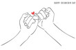 hands with heart line art. line art vector of friendship day. friends and support shown by hand holding.