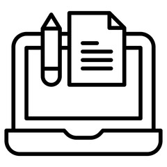 Sticker - Outline Laptop Study Note icon