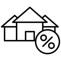 Wall Mural - Outline Real estate Percentage icon