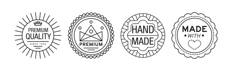 Canvas Print - Handmade Line Badge and Labels Elements Vector Set