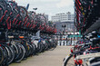 Bicycles parked in a bicycle rack.