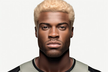 Poster - A detailed close-up of a man with blonde hair. This image can be used in various contexts and projects.