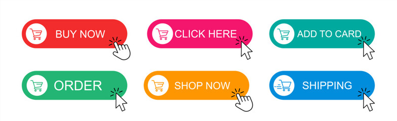 Poster - Add to cart button. Set of web buttons with shopping cart icon. Buy button for online store. Vector 10 eps.