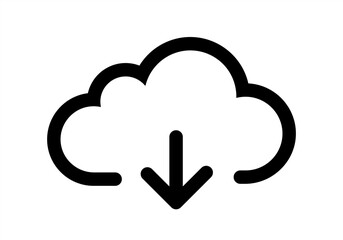 Wall Mural - Cloud download. One of a set of linear web icons, vector 10 eps.