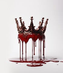 Fototapeta a king, queen, prince or princess medieval crown set against a white background. dripping blood. pool or red liquid.