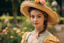 Closeup Portrait Of A Young Woman Wearing Belle Époque Dress Fin De Siècle Generative Ai