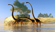 Omeisaurus Dinosaur Beach - Omeisaurus was a herbivorous sauropod dinosaur that lived in China during the Jurassic Period.