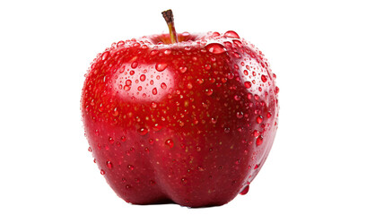 Wall Mural - Red apple with water drops on a white background