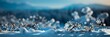 Winter snow background with snowdrifts, with beautiful light and snow flakes on the blue sky in the evening, banner format, copy space | Generative AI