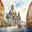 Historisches Dresden im Aquarell-Look