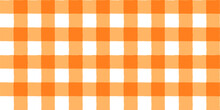 Hand Drawn Irregular Orange And White Vector Check Seamless Pattern, Wavy Plaid, Gingham Design For Autumn And Thanksgiving Background 