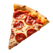 © Lusi_mila - A hot pizza slice with dripping melted cheese. Isolated on white background.