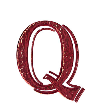 Fluted red symbol. front view. letter q