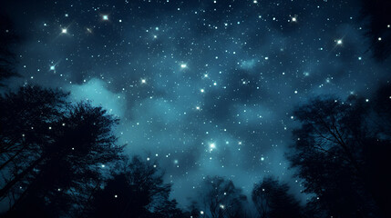 Wall Mural - clear starry sky at night. beautiful night sky, milky way and trees.