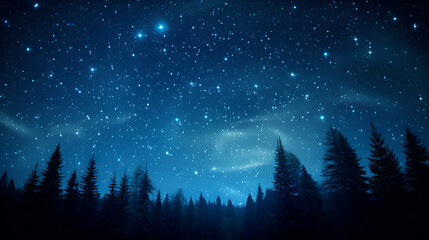 Wall Mural - clear starry sky at night. beautiful night sky, milky way and trees..