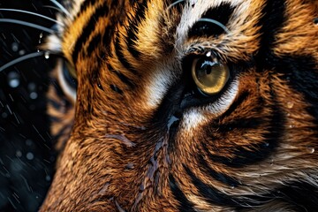 Wall Mural - The fierce beauty of a tiger captured in a close-up portrait, with its powerful gaze and majestic presence, exemplifying the wild and endangered big cat