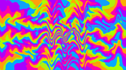 Poster - Psychedelic abstract background with blurry jittery lines. Colorful acid neon digital illustration.