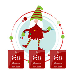 Ho ho ho christmas holiday elf science themed vector illustration graphic