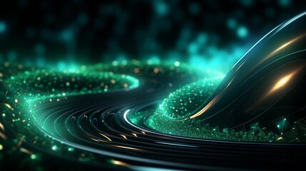 Wall Mural - an abstract technology background with green tunnel. generative ai.